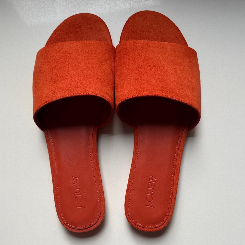J. Crew Orange Suede Slide Sandals